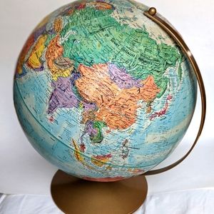 Vintage 1970's World Globe w/ Metal Stand
